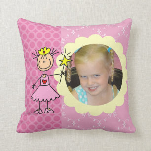 Custom Photo Stick Figure Princess Pillow