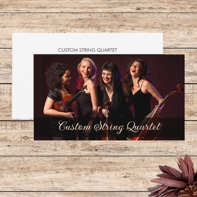 Custom Photo String Quartet Musician White Business Card (Creator Uploaded)