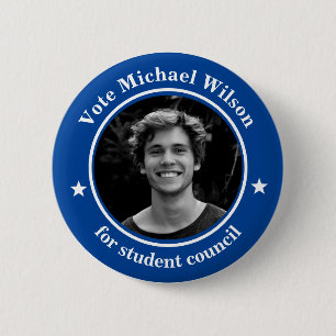 Custom Photo Student Union Election Blue Button