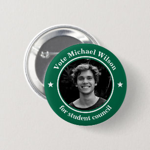 Custom Photo Student Union Election Dark Green 6 Cm Round Badge