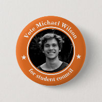 Custom Photo Student Union Election Orange Button