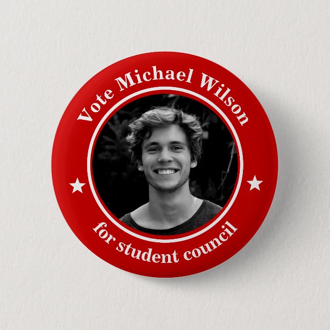 Custom Photo Student Union Election Red Button (Front)