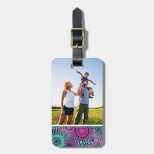 Custom Photo Stylish Floral Pattern Luggage Tag