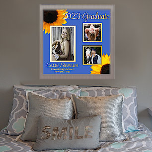 Custom Photo Sunflowers Graduation  Foil Prints