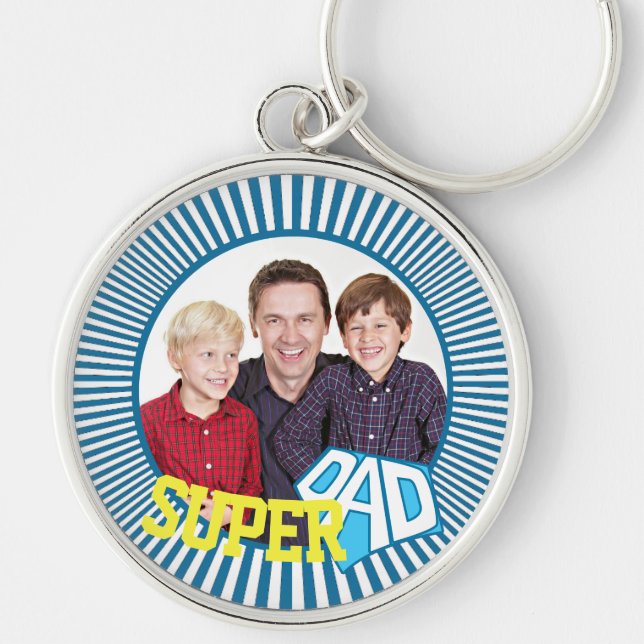 Custom Photo Super Dad Comic Book Key Ring (Front)
