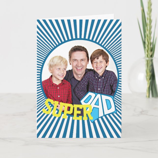 Custom Photo Super Dad Comic Card (Front)