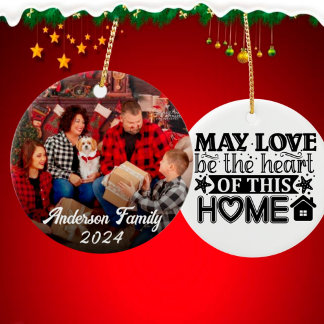 Custom photo Sweet moments with family Christmas Ceramic Tree Decoration