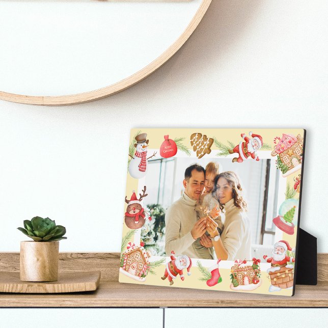 Custom Photo Sweet Santa Gingerbread House Plaque (Custom Photo Sweet Santa Gingerbread House Plaque)