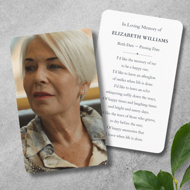 Custom Photo Sympathy Funeral Memorial Card (Photo Memorial Prayer Card)