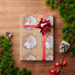 Custom Photo Tan and Black Christmas Wrapping Paper<br><div class="desc">This Christmas gift wrapping paper features a graphic of a round tree ornament with a custom photo frame. The words "Merry Christmas" circle the outside of the photo frame. The background is light brown with white snowflake dots. Photography © Storytree Studios,  Stanford,  CA</div>