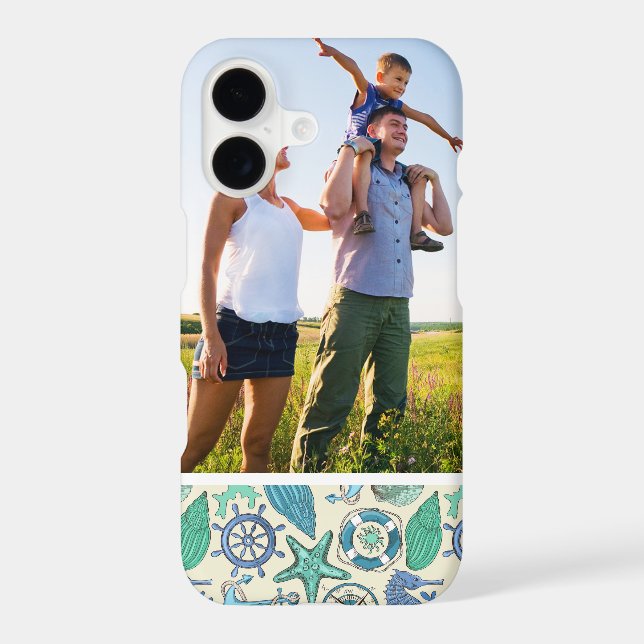 Custom Photo Teal Sea Animals Pattern (Back)