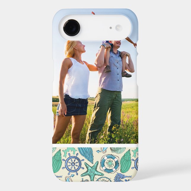 Custom Photo Teal Sea Animals Pattern Case-Mate iPhone Case (Back)