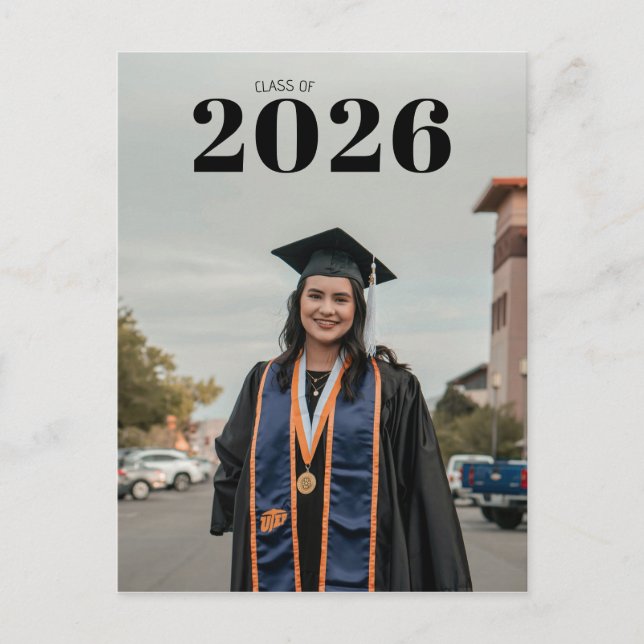 Custom Photo Template And Graduation Year Text  Postcard (Front)