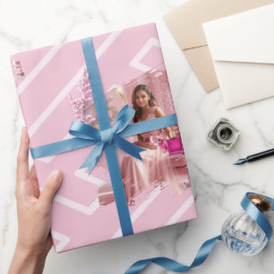 Custom Photo Template Greek Inspiration Blush Pink Wrapping Paper