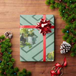 Custom Photo Template Greek Inspiration Green Wrapping Paper