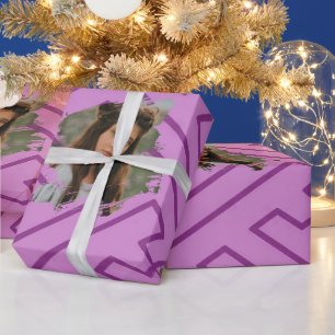 Custom Photo Template Greek Inspiration Pink Wrapping Paper