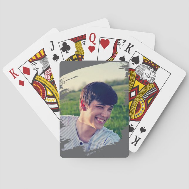 Custom Photo Template on Dark Grey Poker Cards (Back)