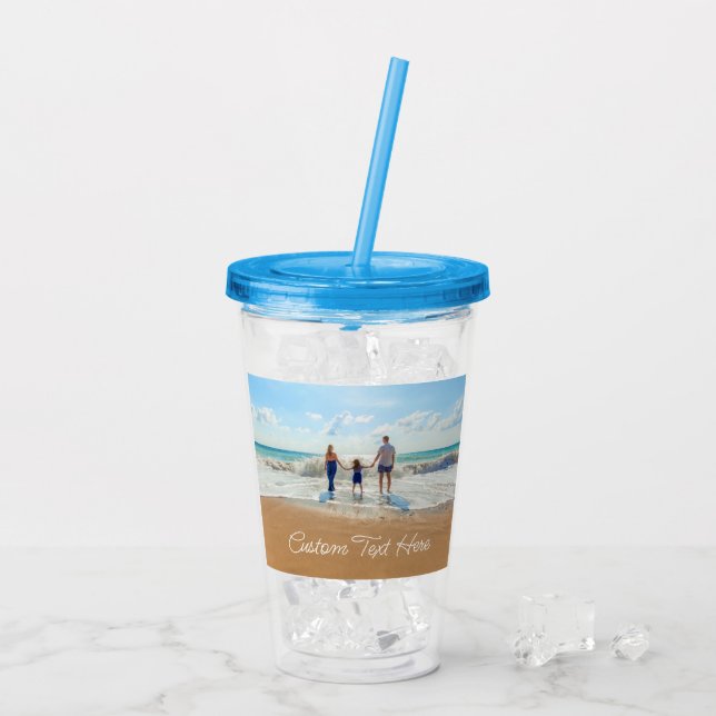 Custom Photo Text Acrylic Tumbler with Your Family (Back Ice)