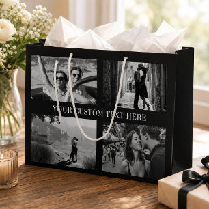 Custom Photo, Text and Colour Wedding Graduation Large Gift Bag