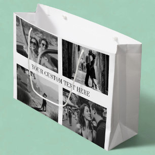 Custom Photo, Text and Colour Wedding Graduation Large Gift Bag