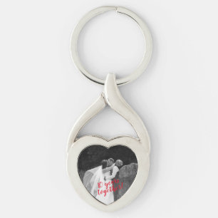 Custom Photo & Text Anniversary Heart Shape Key Ring