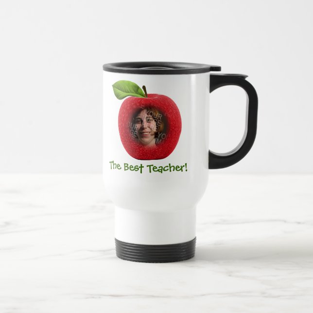 Custom Photo & Text Apple Face Travel Mug (Right)