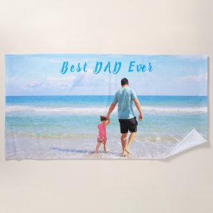 Custom Photo Text Beach Towel Your Photos with Dad
