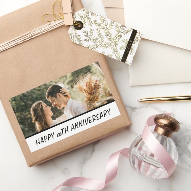 Custom Photo Text Birthday Anniversary Gift Rectangular Sticker (Gifting)