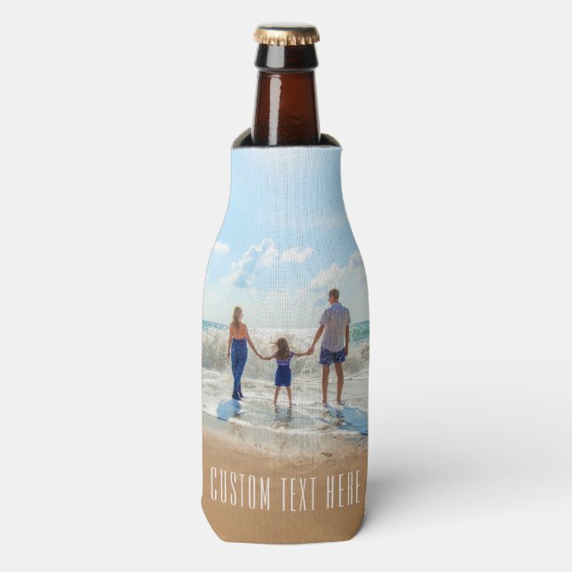 Custom Photo Text Bottle Cooler Your Photo Design (Bottle Front)