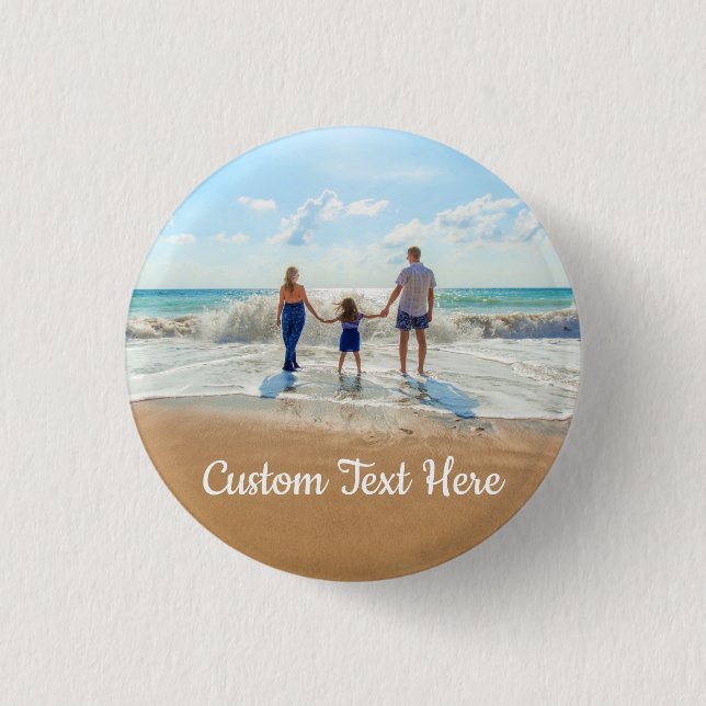 Custom Photo Text Button Unique Your Own Design (Front)