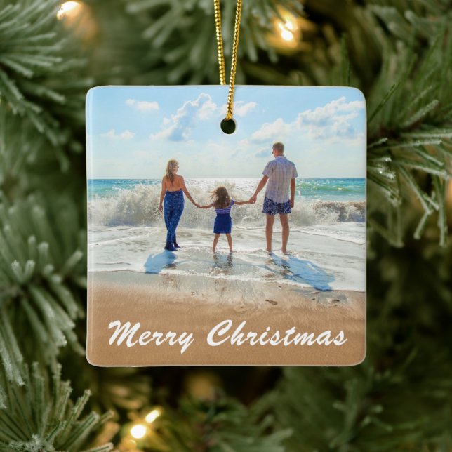 Custom Photo Text Christmas Ornament Your Photos (Tree)