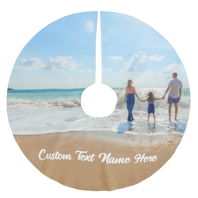 Custom Photo Text Christmas Tree Skirt Your Photos (Front)