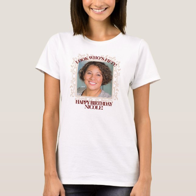 Custom Photo Text | Create Your Own 50th Birthday T-Shirt (Front)