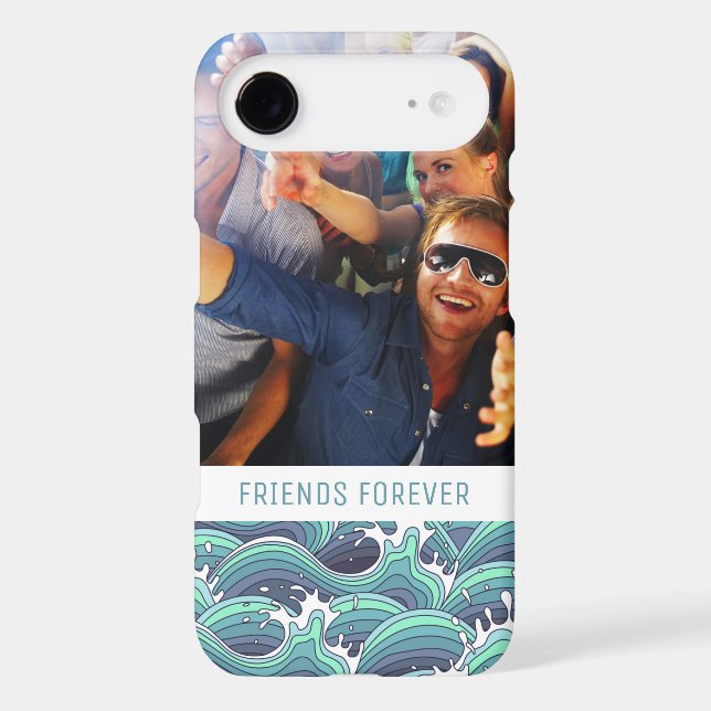 Custom Photo & Text Decorative Sea Wave Case-Mate iPhone Case (Back)
