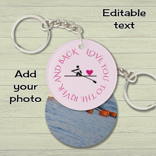 Custom photo text double-sided pink rowers key ring