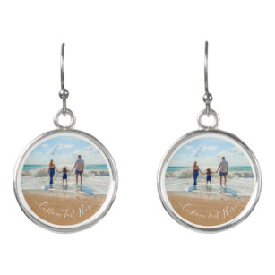 Custom Photo Text Earrings Gift with Your Photos