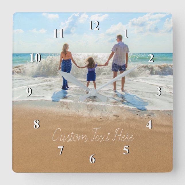 Custom Photo Text Font Clock - Your Family Design  (Front)