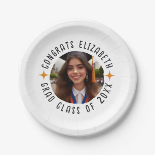 Custom Photo Text Graduation Congrats Grad Paper Plate