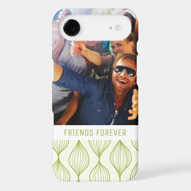 Custom Photo & Text Green Ogee Pattern Case-Mate iPhone Case (Back)