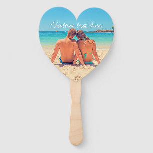 Custom Photo Text Hand Fan Your Design - Couple