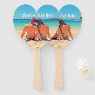 Custom Photo Text Hand Fan Your Design - Romantic