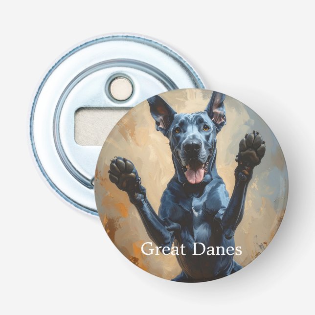 Custom Photo & Text Harlequin Dog Gift Bottle Opener (Front)