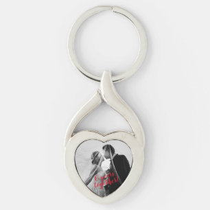 Custom Photo & Text Heart Shape Key Ring