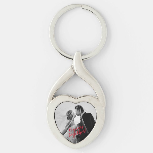 Custom Photo & Text Heart Shape Key Ring (Front)