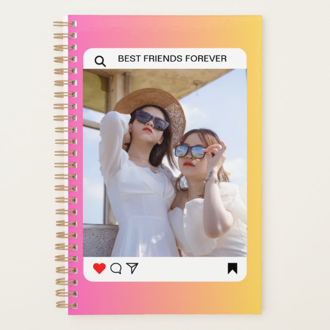 custom photo text instagram modern pink planner (Front)