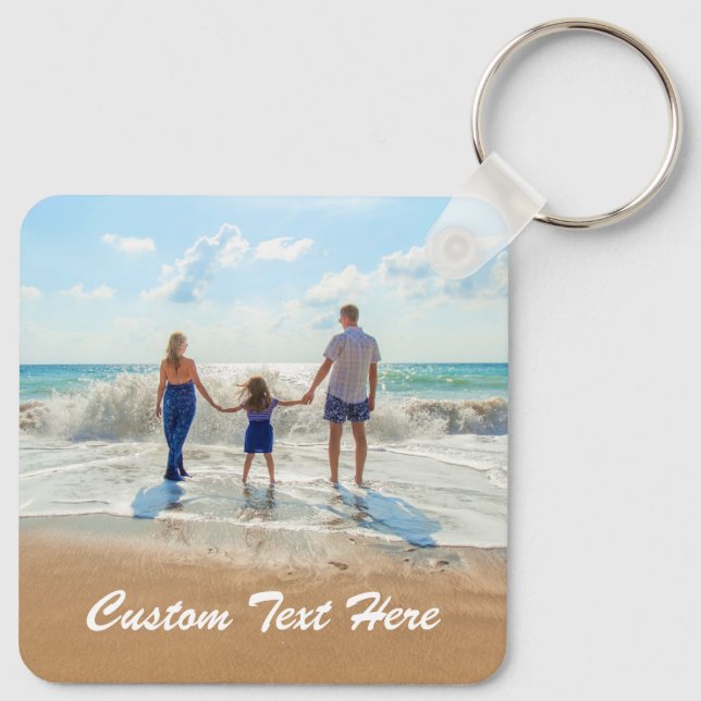 Custom Photo Text Keychain Your Design Best Family (Back)