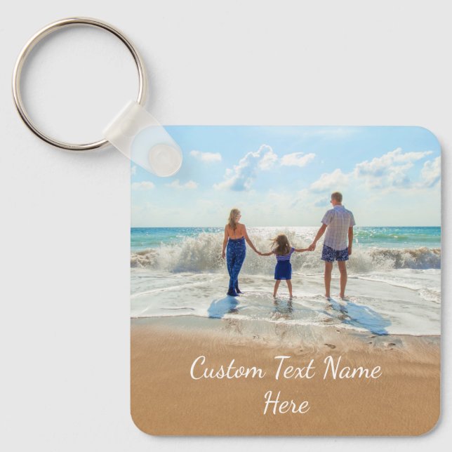 Custom Photo Text Keychain Your Family Photos Gift (Front)