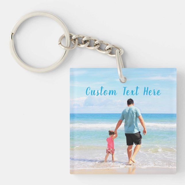 Custom Photo Text Keychain - Your Super DAD Design (Front)