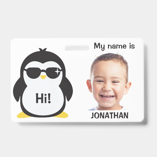 Custom Photo & Text Kids' ID badge (Front)