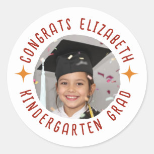 Custom Photo Text Kindergarten Graduation Classic Round Sticker